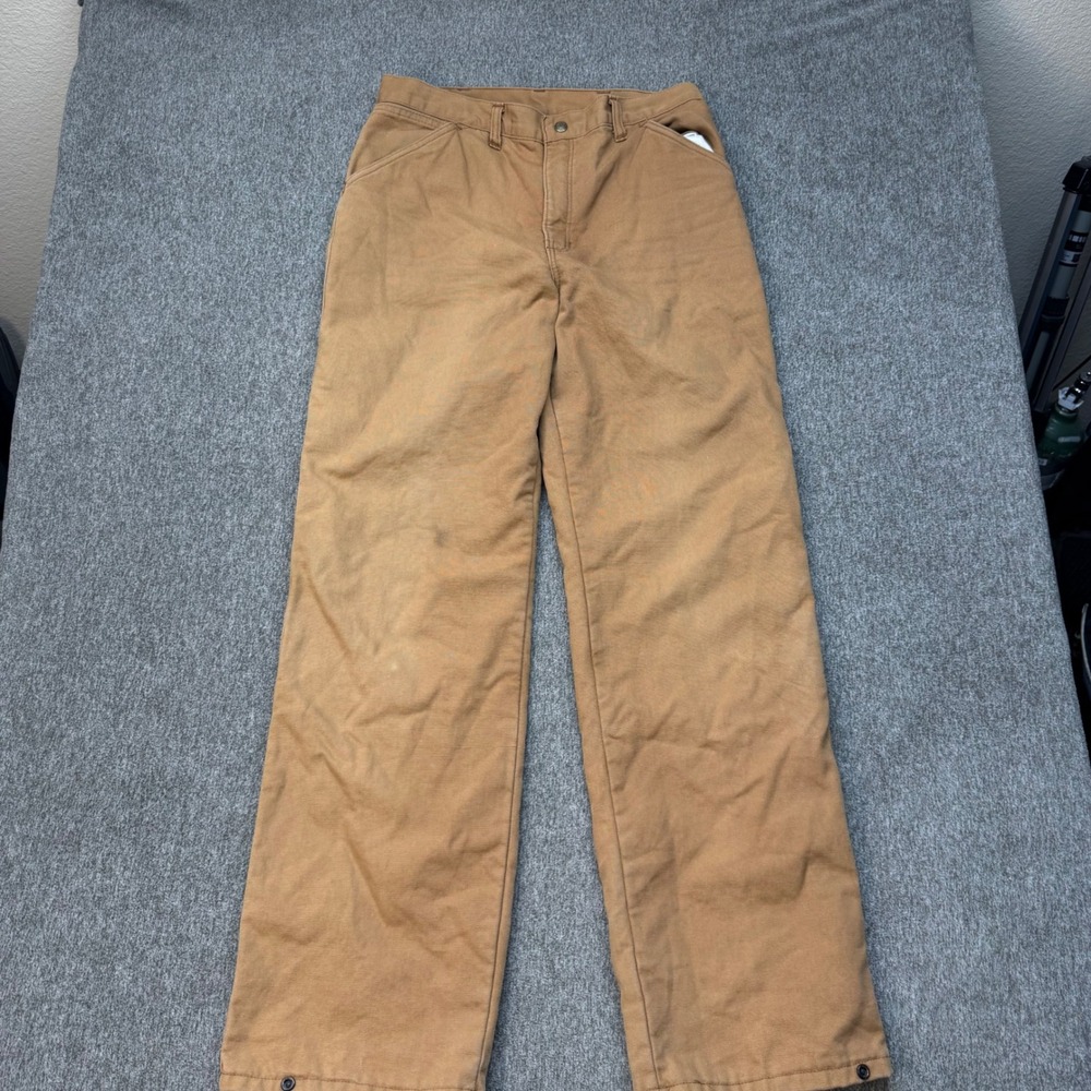 Walls Mens Brown Duck Canvas Thinsulate Lined Work Pants 32x32 Thermal Insulated